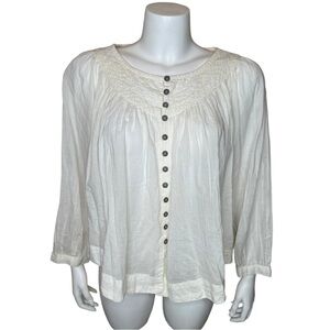 We The Free Gauzy Button Front Top Blouse XS Ivory